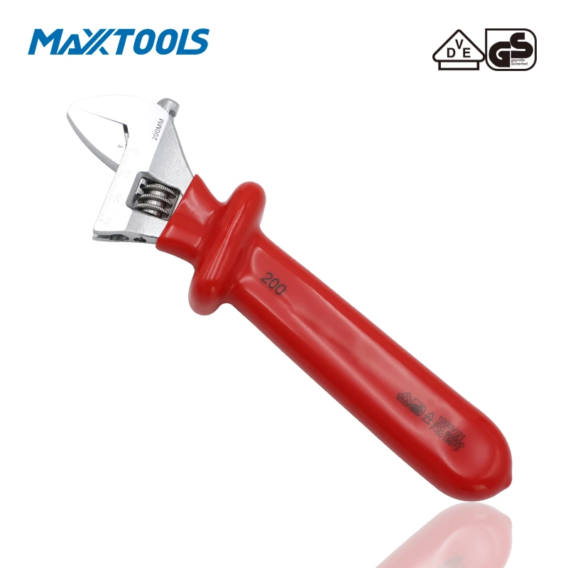 VDE Adjustable Wrench with Dipping Handle VDE Adjustable Wrench with Dipping Handle